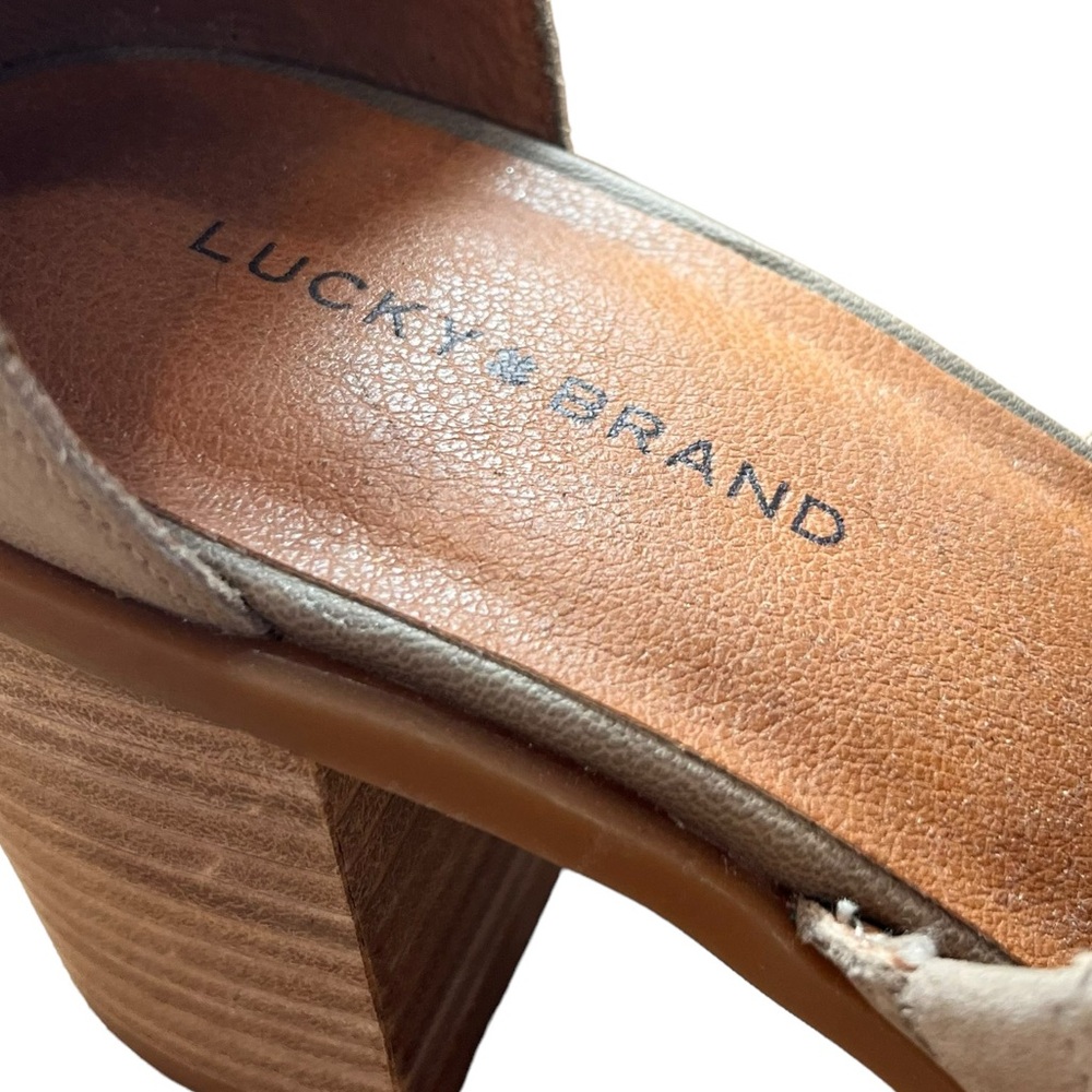 Lucky Brand Saimy Peep Toe Booties Taupe Cutout Block Heel Size 9 - Picture 9 of 11